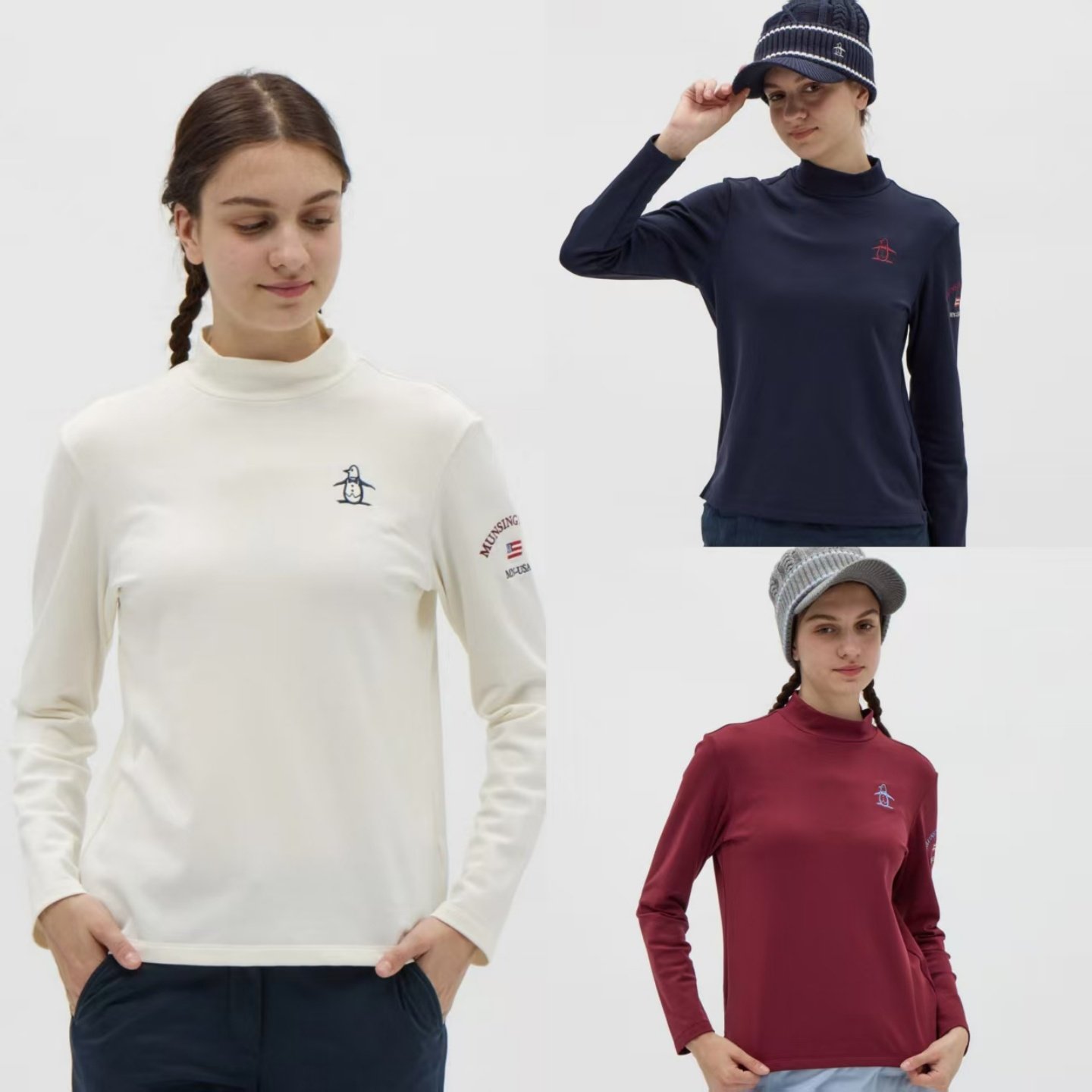 25年款日本Munsingwear万星威女长袖保暖弹力高尔夫上衣正品代购