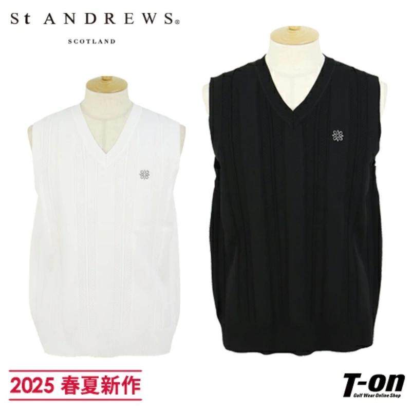25年新品日本St. ANDREWS男士V领针织背心马甲高尔夫服装正品代购