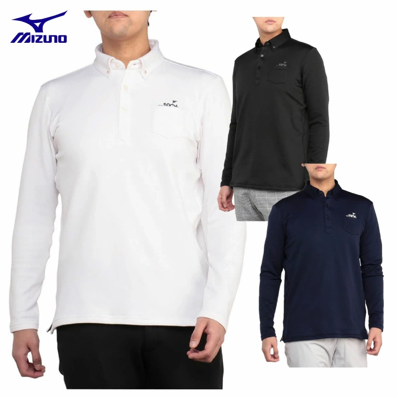 日本高尔夫球服Mizuno美津浓男士运动长袖T恤翻领POLO衫正品代购