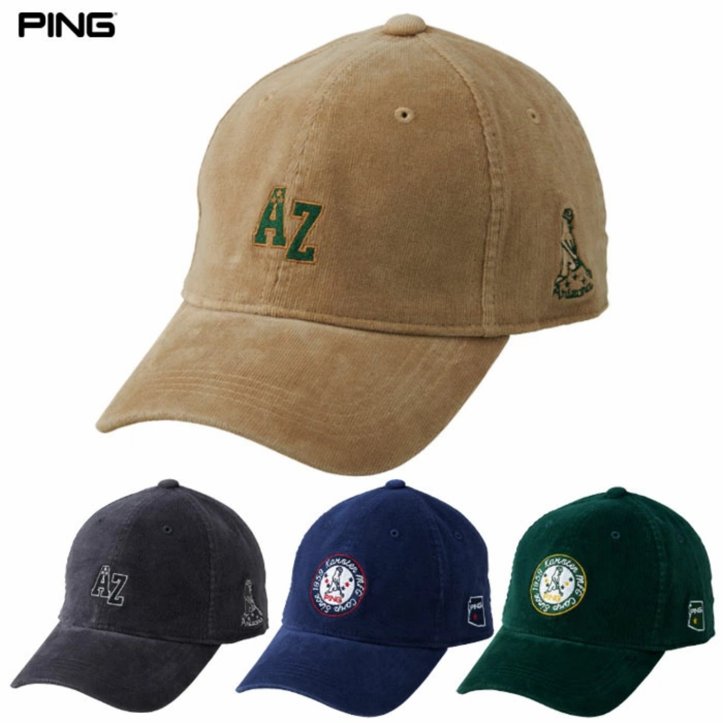 日本正品PING Golf男25年秋冬新高尔夫球帽灯芯绒保暖鸭舌帽代购