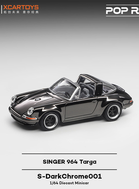 拓意POPRACE合金1/64保时捷Singer 964黑色超跑收藏赛车模型