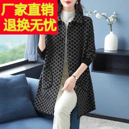 胖妈妈秋冬女士中长版双面羊绒大衣中老年加肥加大码宽松毛呢外套