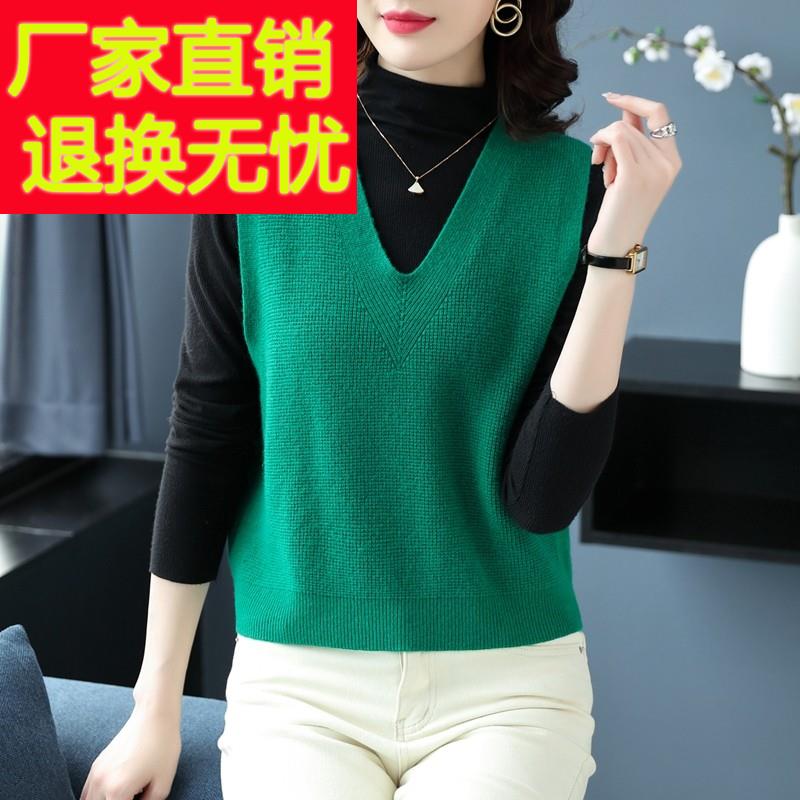v领针织马甲背心女款2025新款春秋纯羊毛毛衣小坎肩高腰短款马夹