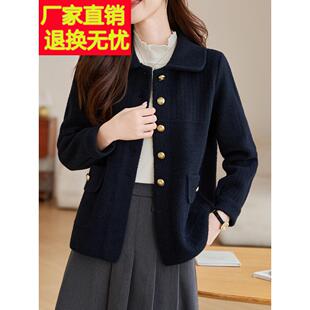 2025秋季新款高级感黑色毛呢短外套小众通勤减龄显瘦宽松上衣女厚