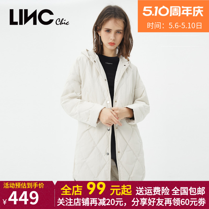 LINC金羽杰羽绒服女2021年新款中长款轻薄羽绒服女款Y21803322Y