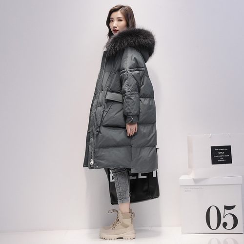 中长款羽绒服白鸭绒大毛领时尚