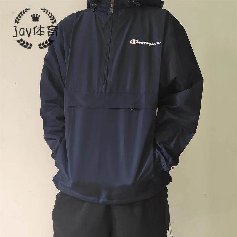 【美国购入】champion草写字母薄款运动情侣冲锋衣 V1012防风防水