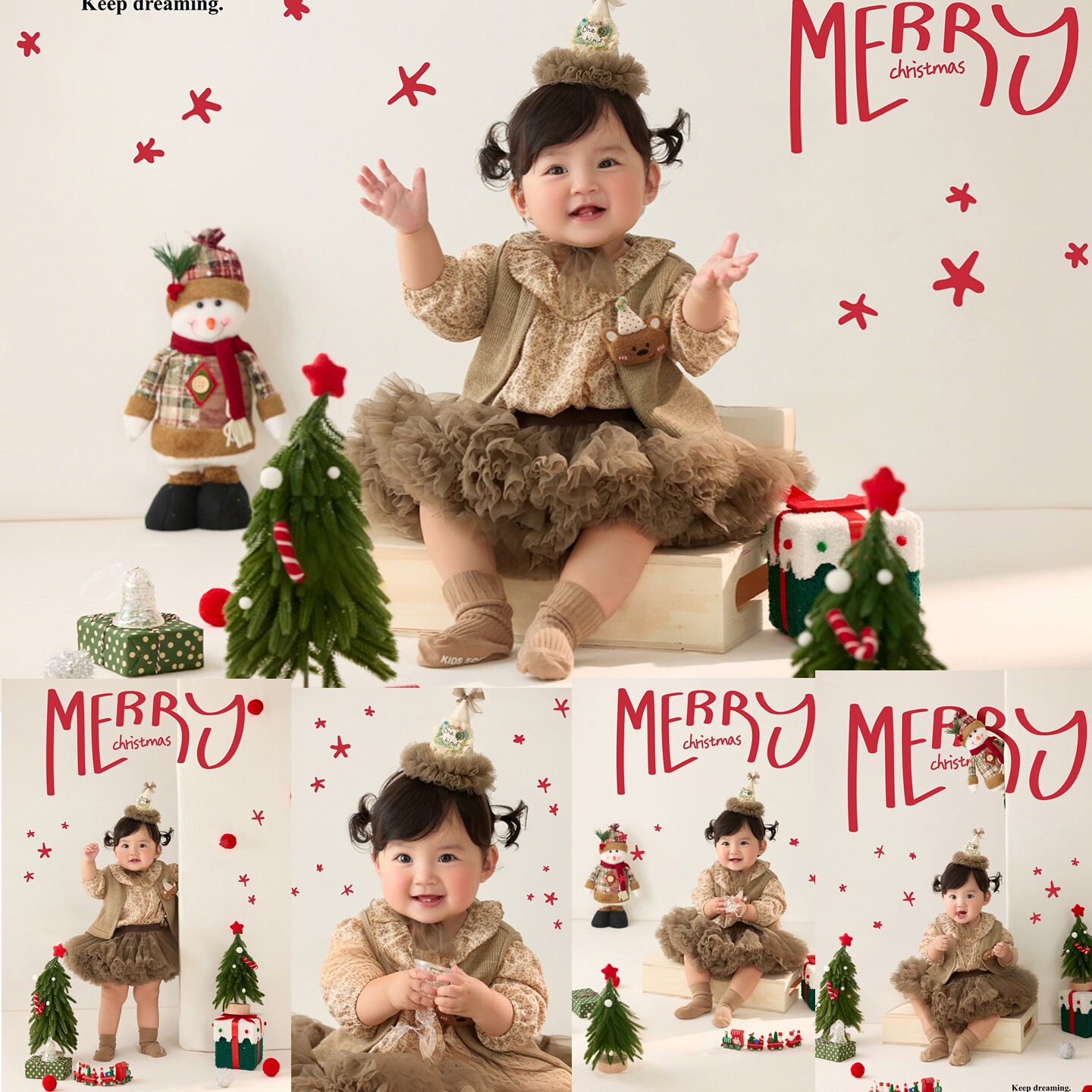 儿童摄影服装影楼周岁圣诞主题KD婴儿道具女孩写真艺术照拍摄纱裙