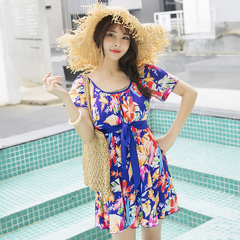 新款分体加肥加大码温泉泳装大胸分体平角妈妈泳衣女士飘尔舒
