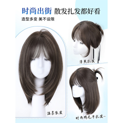 假发女高层次锁骨前额蕾丝波波仿真空气刘海bobo中短发齐肩发