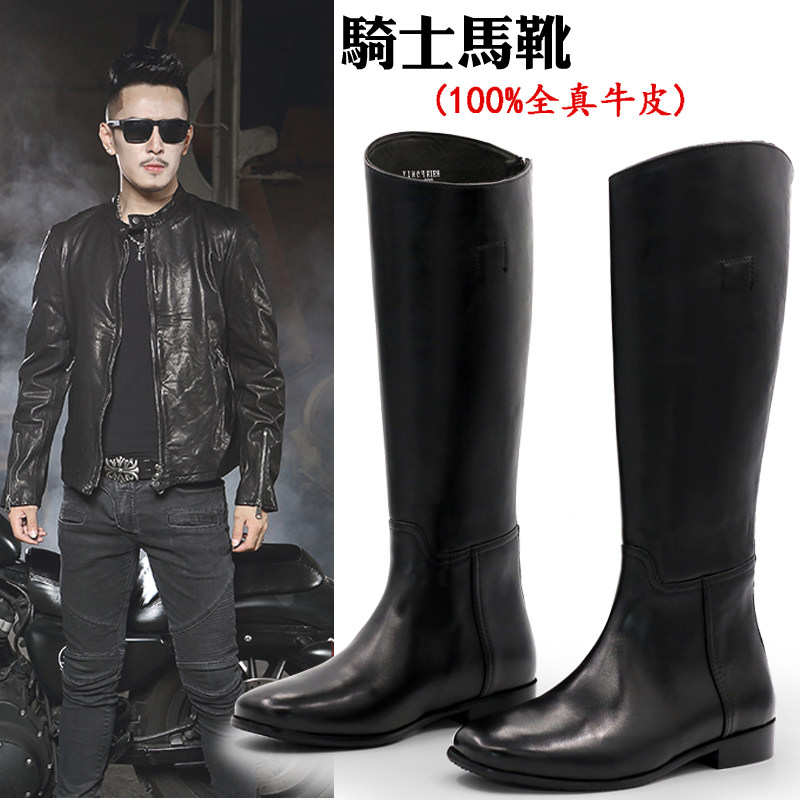 马靴男靴子高筒真皮牛皮阅兵靴 仪仗队靴 男长骑士皮靴秋冬棉毛靴