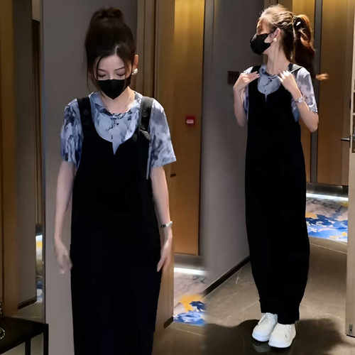 小香风短袖背带裤套装女夏季