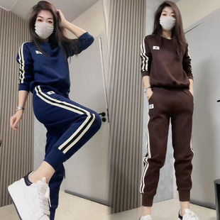 休闲运动套装 时尚 洋气时髦圆领卫衣束口卫裤 两件套 女2024春秋新款