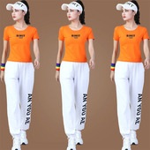 杨丽萍广场舞新款 女夏季 运动套装 跳舞短袖 衣服 健身操舞蹈服装 时尚