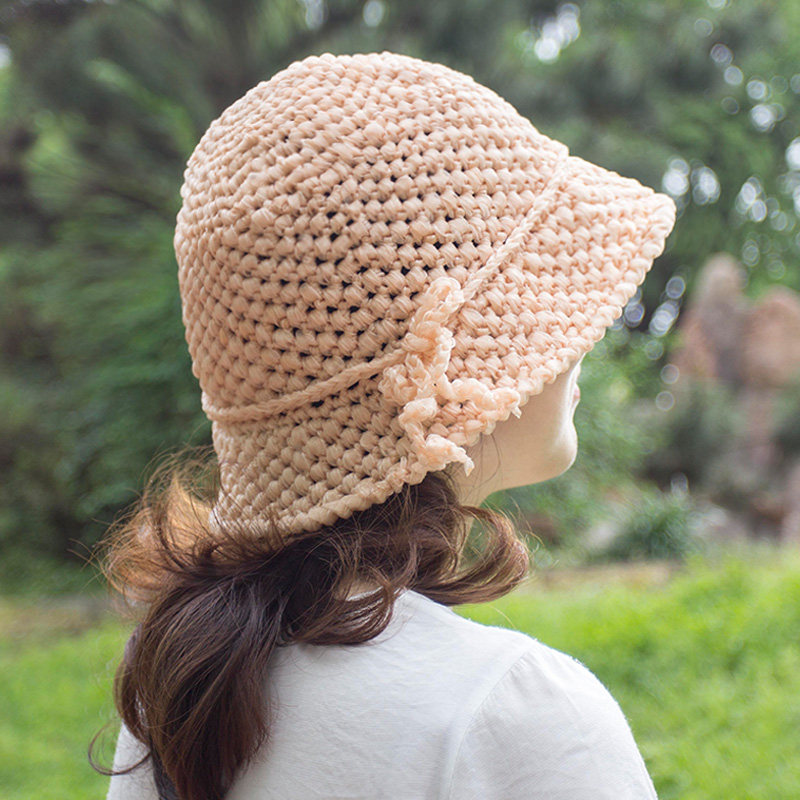 秀丝雅潮盆丸子帽子女款出游防晒百搭雪纺带丝带手工diy材料包