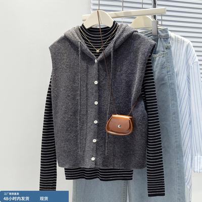 马甲女款背心外套春秋坎肩2025新款针织毛衣V领宽松秋冬马夹外穿