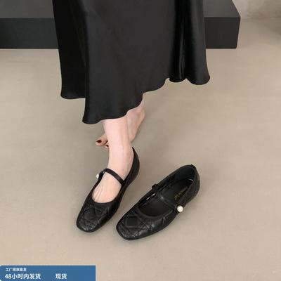 法式小香风浅口单鞋女2025新款秋冬季内增高玛丽珍鞋芭蕾舞豆豆鞋
