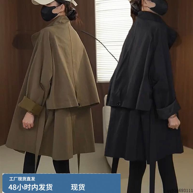 高级感立领风衣女中长款2025春秋新款韩版宽松休闲百搭大衣外套女