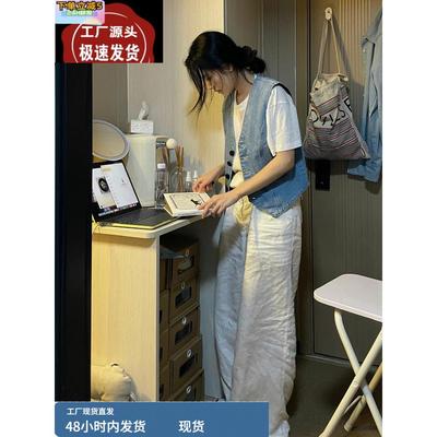 夏装搭配一整套舒适时尚松弛感穿搭高级感牛仔马甲亚麻阔腿裤套装