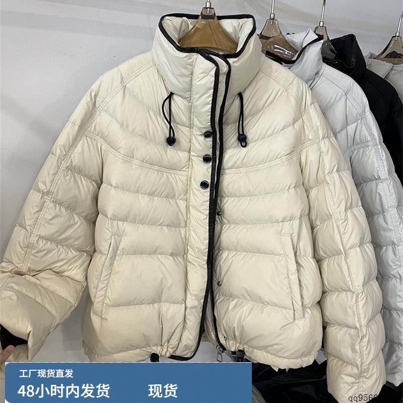 轻薄排骨羽绒服女2025冬季新款欧货黑白拼色小个子短款保暖面包服