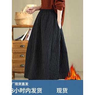 夹檰檰裙女款冬季半身裙裙子2025新款a字半裙花苞裙冬裙外穿女裙