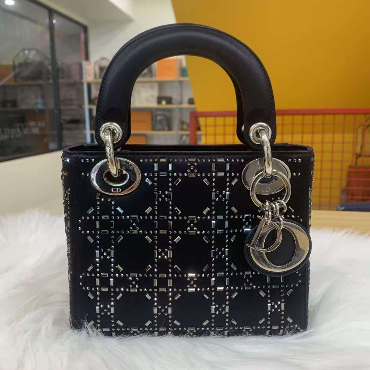 二手Dior 迪奥水晶戴妃三格二奢女士包