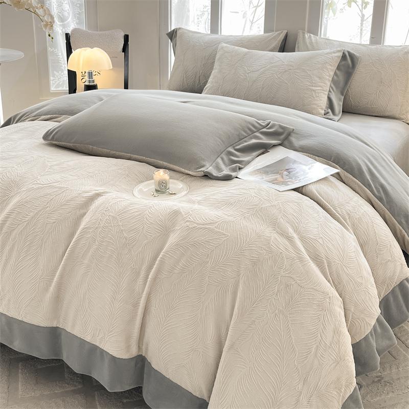 加厚牛奶绒四件套防静电冬季新款