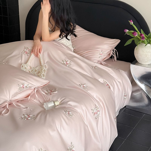 100S长绒棉粉色少女全棉四件套