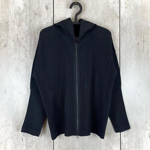 三宅褶皱夹克拉链帽衫秋冬款