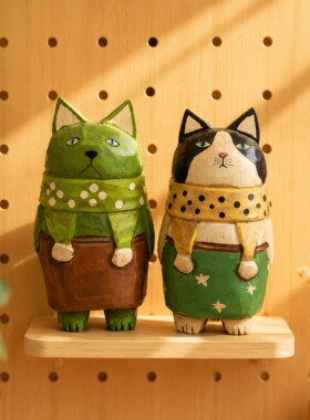 猫猫不卷可爱小猫木质洞洞板摆件