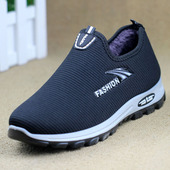 男黑色棉鞋 老北京冬季 加绒保暖休闲一脚蹬平跟防滑软底舒适工作鞋