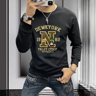 印花长袖 卫衣男款 潮牌男装 秋季 圆领休闲百搭品质外套潮牌 2024新款