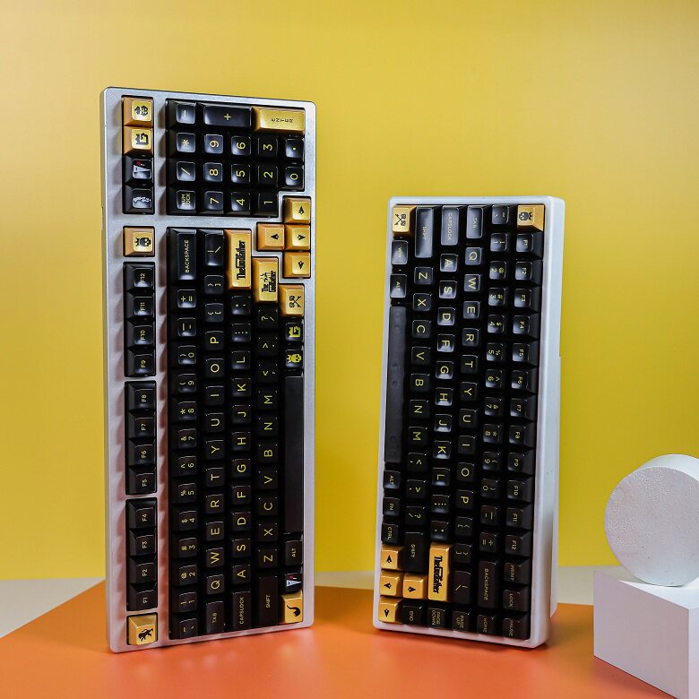 sa二色 黑帮教父黑金透光sa高度球帽机械键盘87/98个性定制键帽