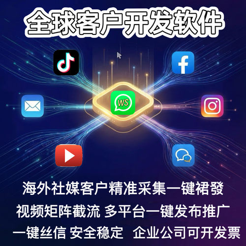 外贸客户开发ig引流FB营销工具精准采集WS裙发海外TK矩阵拓客软件