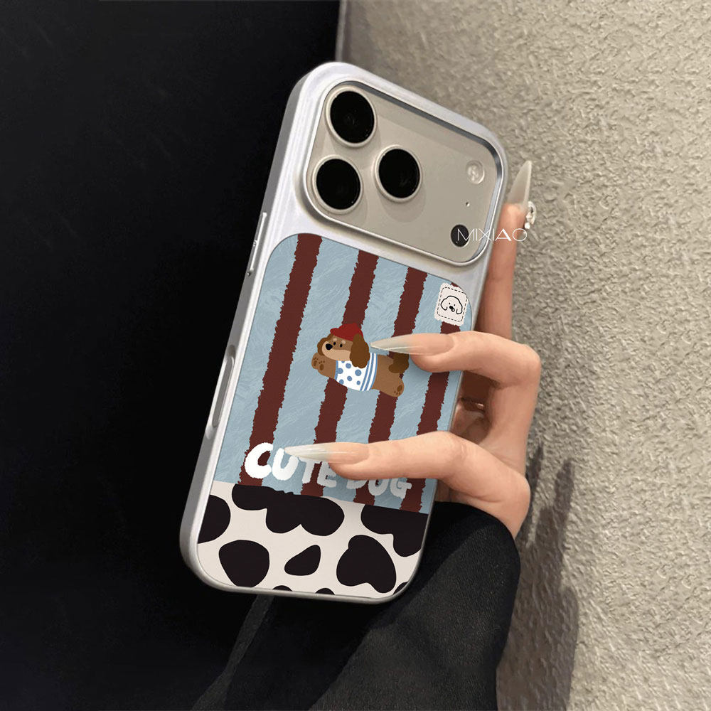 红帽奶牛纹小狗适用于苹果17手机壳iphone16promax新款air个性女15大孔全包14plus高级13pro简约12防摔11硬壳