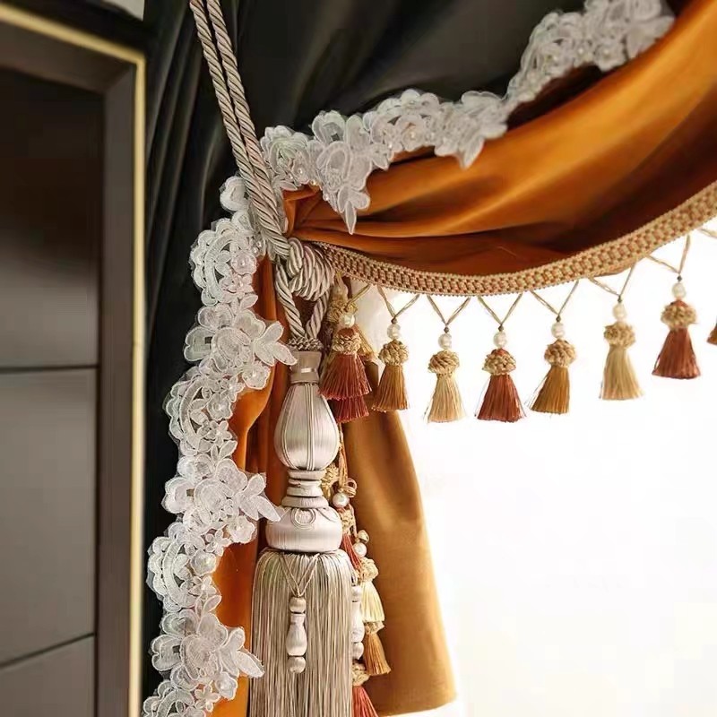 包邮欧式人造丝窗帘挂球绑带美式流苏吊球装饰窗帘辅料挂钩式挂球,居家布艺,挂钩/挂球,淘宝优惠券,粉丝福利购,淘宝优惠卷