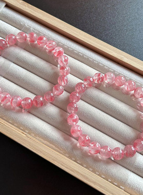 天然姻缘水晶 蔷薇辉手链 粉色樱花瓣 蔷薇石冰透樱花粉手串