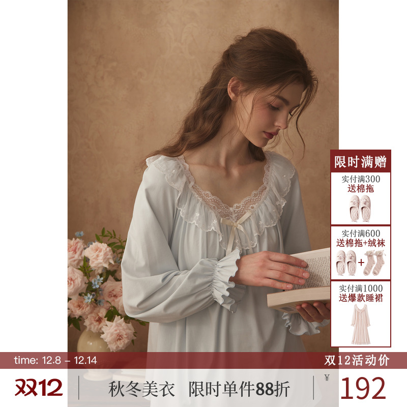 RoseTree宫廷风蕾丝盾领长袖套装