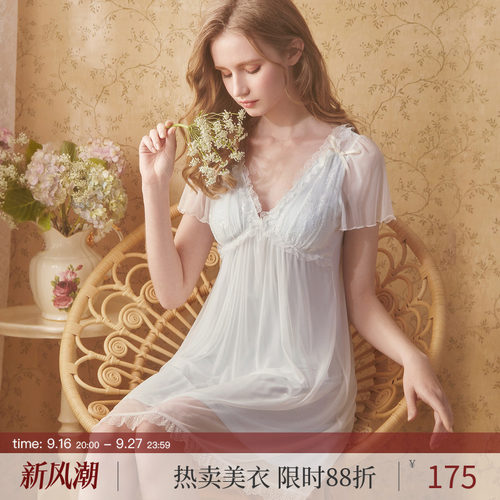 rosetree夏日梦幻蕾丝柔纱睡裙