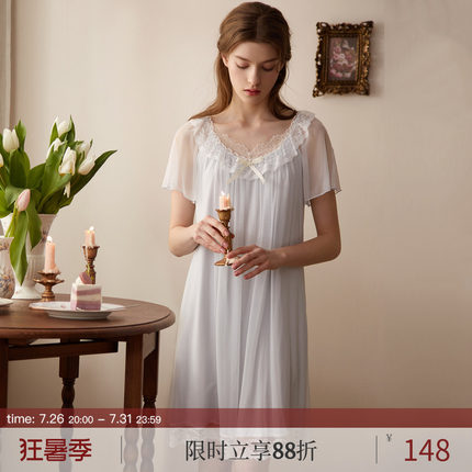 RoseTree宫廷睡裙女款夏季甜美少女公主风蕾丝短袖睡衣2026年新款