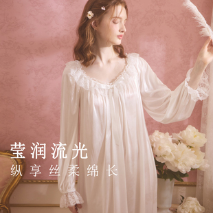 性感宫廷风高级感睡衣裙 RoseTree冰丝睡裙女款 春秋季 长袖 蕾丝法式