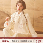 厚法兰绒家居服套装 RoseTree珊瑚绒睡衣女冬季 汉服国风古风新中式