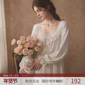 春秋季 长袖 长款 RoseTree公主风睡裙女款 法式 复古宫廷风蕾丝睡衣裙