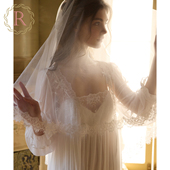 RoseTree新娘晨袍女款 高级感睡衣 睡裙睡袍两件套装 春秋季 蕾丝法式