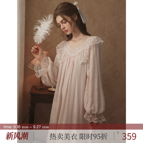 RoseTree宫廷蕾丝古典棉纱睡裙