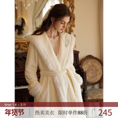 连帽长款 RoseTree珊瑚绒睡袍女冬季 国风新中式 浴袍加厚牛奶绒睡衣
