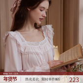 带胸垫2025新款 RoseTree公主睡衣女春秋长袖 蕾丝宫廷风家居服套装