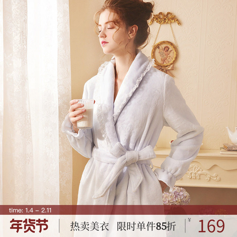 RoseTree睡袍女秋冬季长款珊瑚绒浴袍浴衣新娘晨袍法式宫廷风睡衣,女士内衣/男士内衣/家居服,睡袍/浴袍,淘宝优惠券,粉丝福利购,淘宝优惠卷