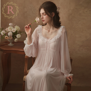 RoseTree睡裙女春秋季长袖宫廷风蕾丝独特绝美睡衣带胸垫2026新款