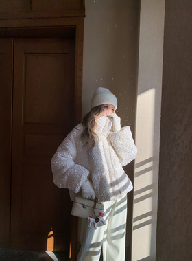 KMZD 星河散落 90白鸭绒高级感亮片丝绒羽绒服女宽松显瘦加厚外套